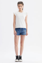 Polera Niña Rib Crudo