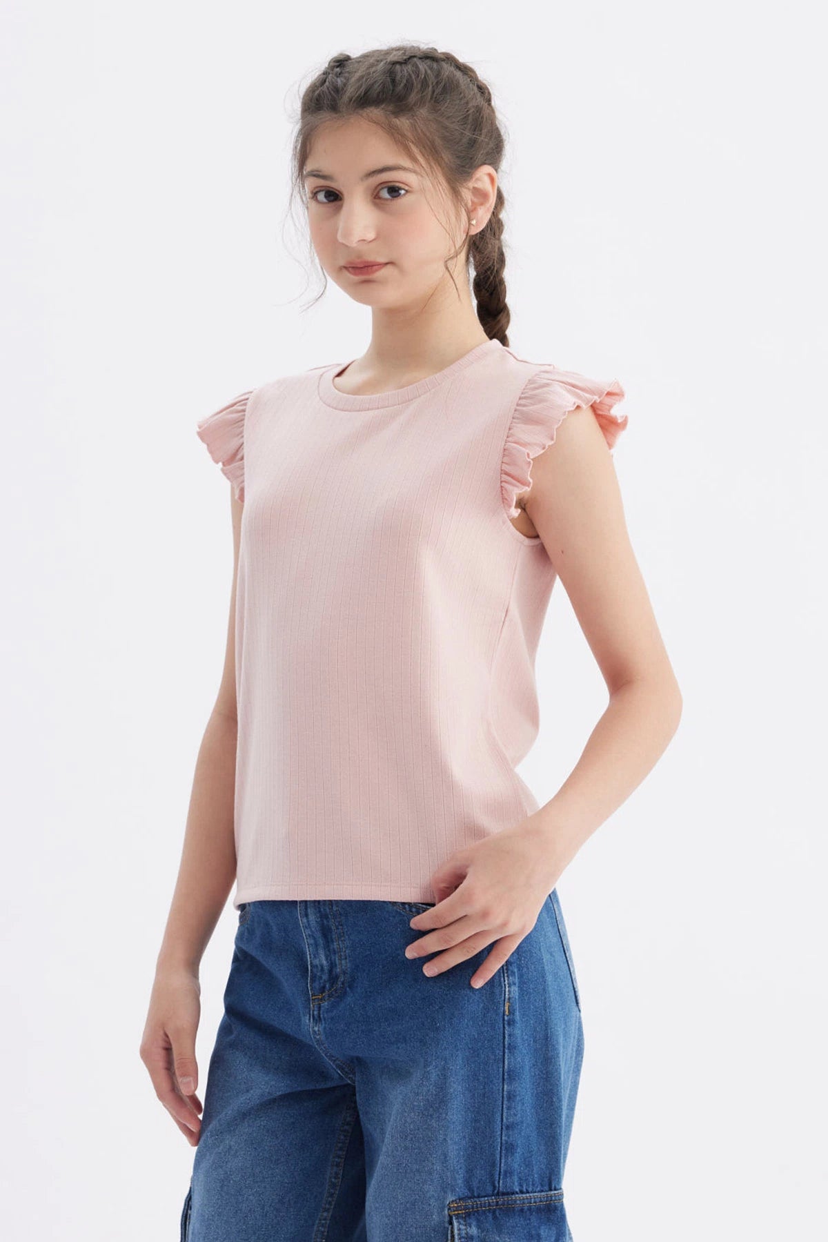 Polera Niña Rib Rosado