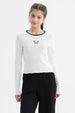 Polera Niña Rib Cuello Crudo