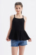 Polera peto negra para niña con textura acanalada sin estampa diseño liso ideal para el verano