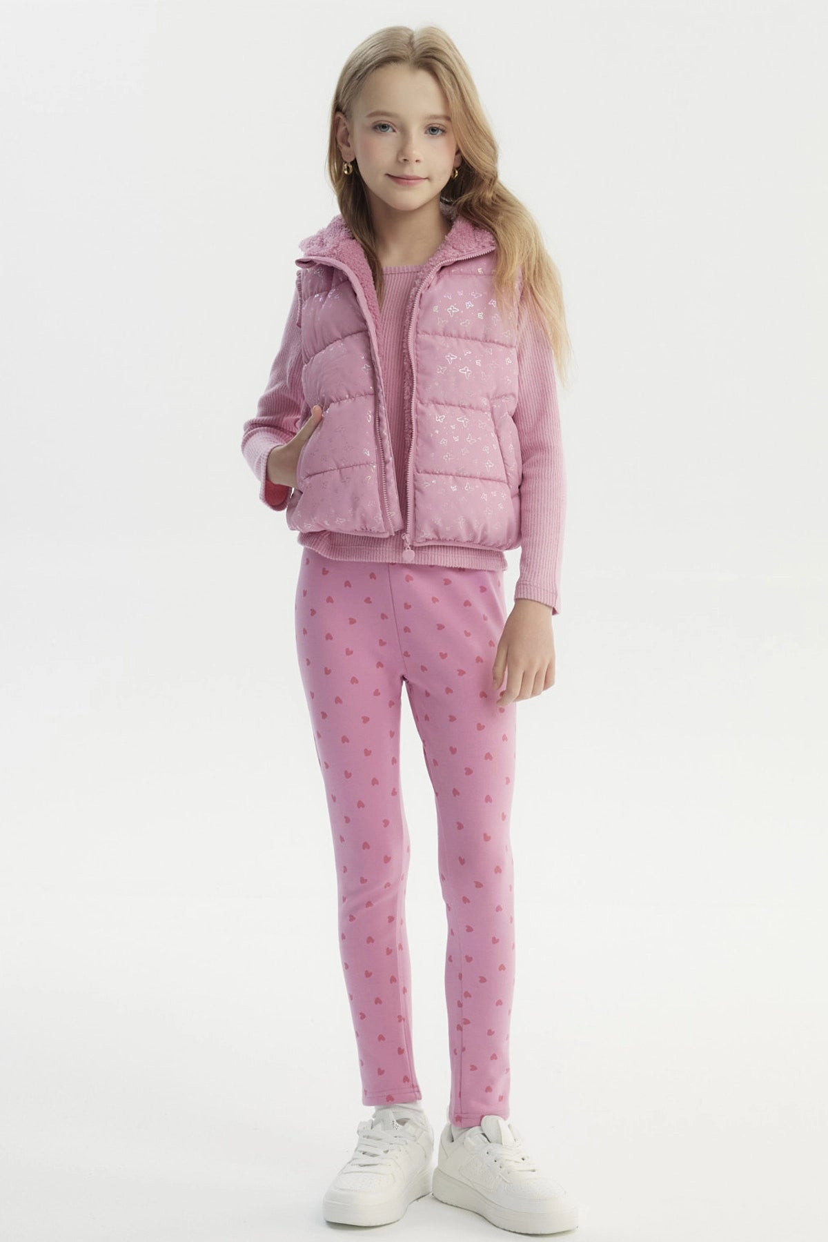Parka Niña Polar Interior Rosado