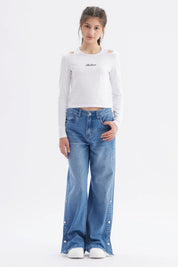 Polera Niña Aberturas Blanco