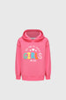 Polerón Niña Oversize Print Fucsia