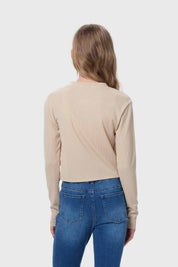 Polera Niña Con Botones Beige