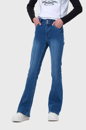 Jeans Niña Con Costura Azul