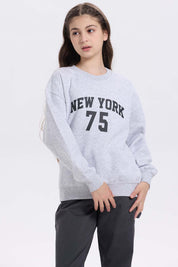 Polerón niña Print básico Gris Melange