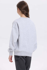 Polerón niña Print básico Gris Melange