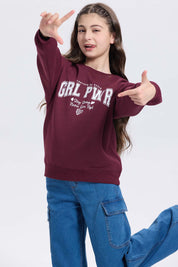 Polerón niña print básico vino