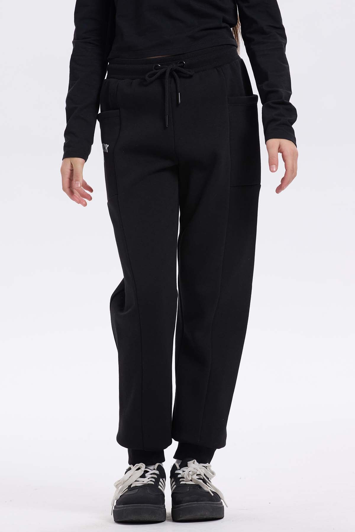 Pantalón buzo niña bipack negro