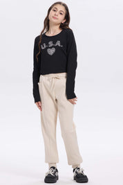 Pantalón buzo niña bipack negro