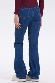 Jeans niña azul básico flare de denim