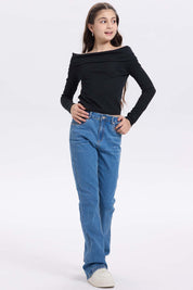 Jeans niña básico flare azul claro
