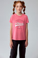 Polera Niña Básica Estampada Fucsia