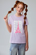 Polera Niña Básica Estampada Lila