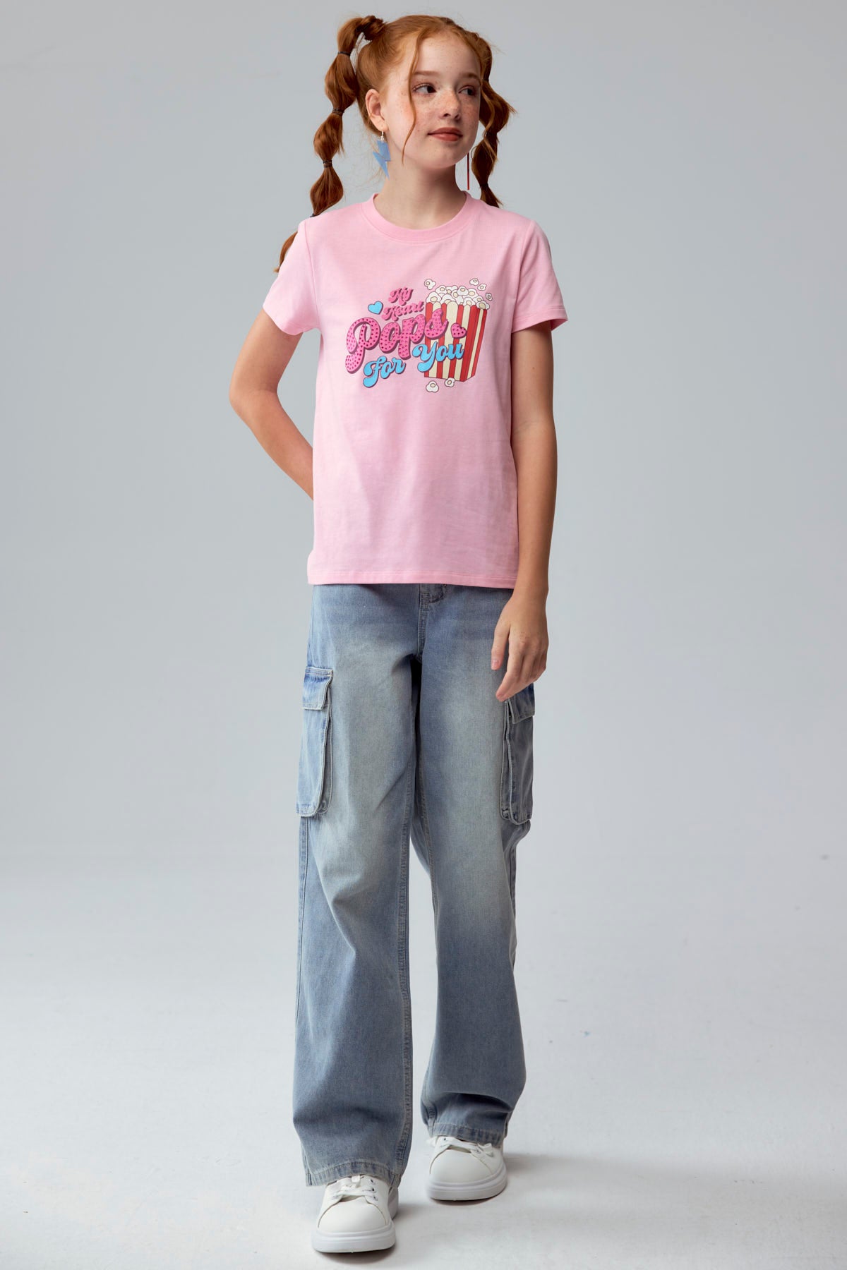Polera Niña Básica Estampada Rosado