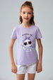 Polera Niña Básica Estampada Lila