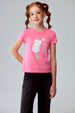 Polera Niña Básica Estampada Rosado