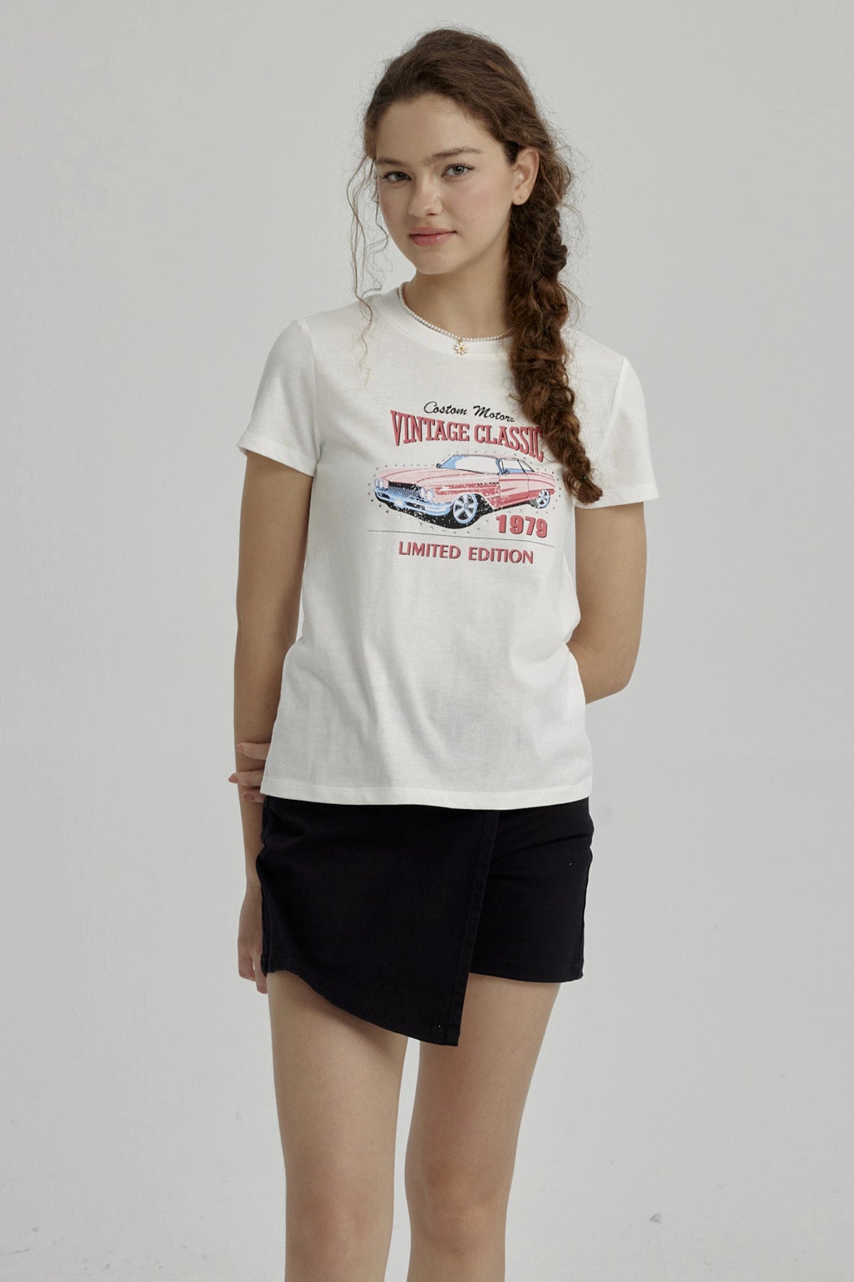 Polera Niña Básica Estampada Crudo