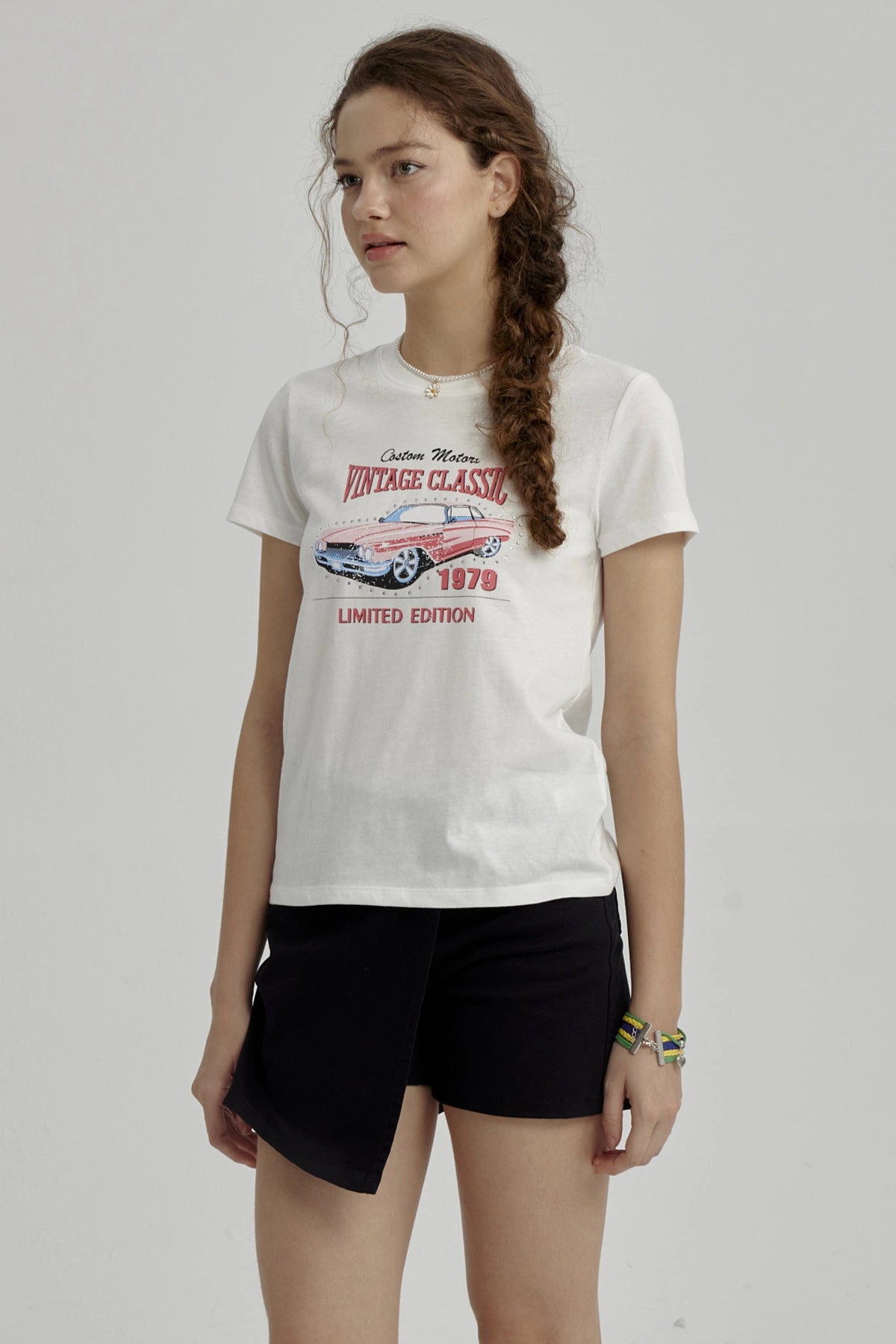 Polera Niña Básica Estampada Crudo