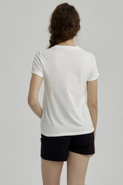 Polera Niña Básica Estampada Crudo