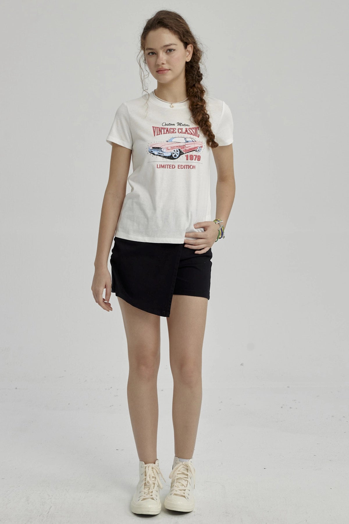 Polera Niña Básica Estampada Crudo