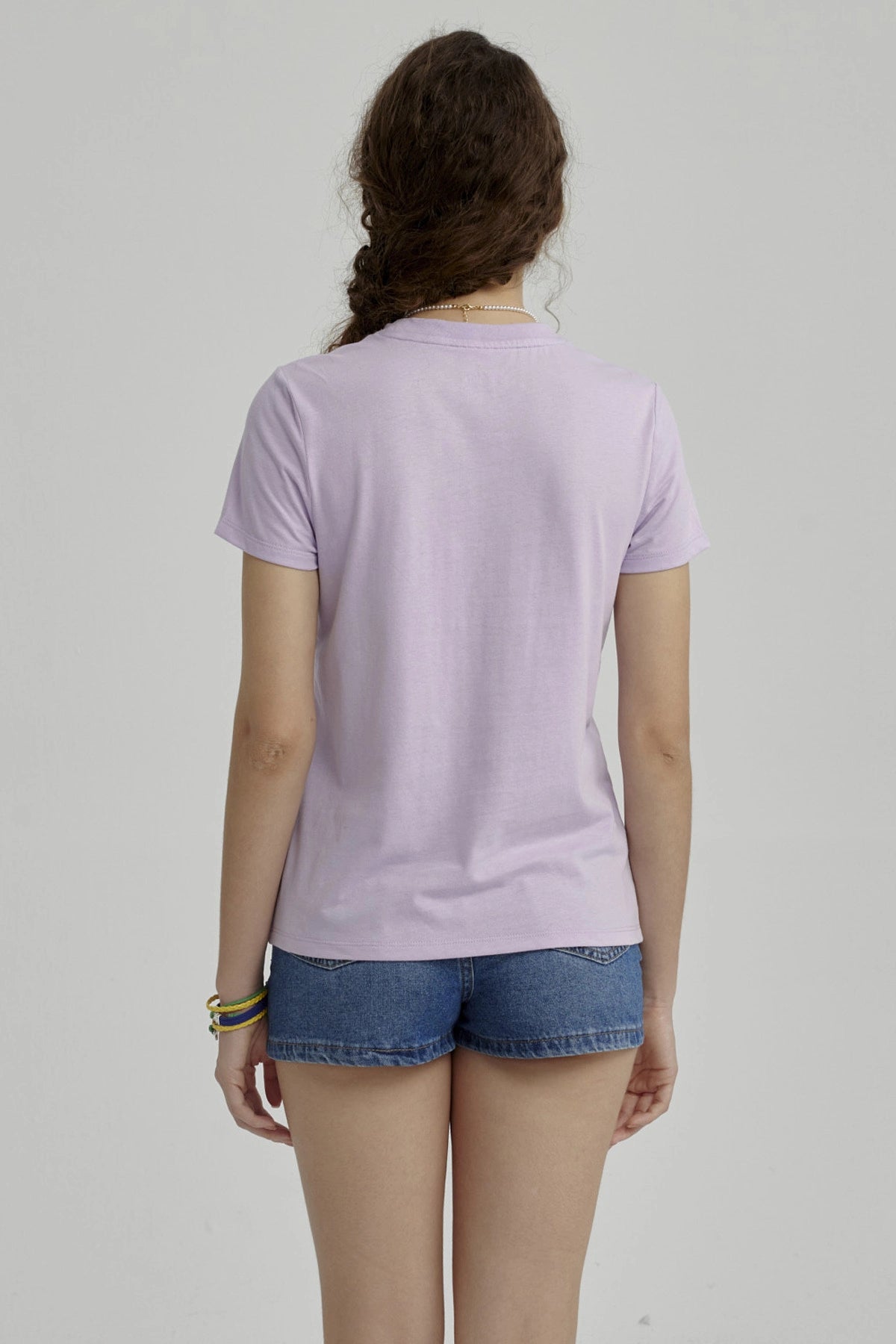 Polera Niña Básica Estampada Lila