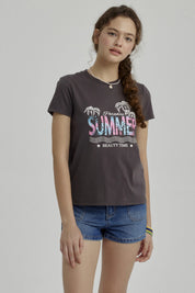 Polera Niña Básica Estampada Marengo