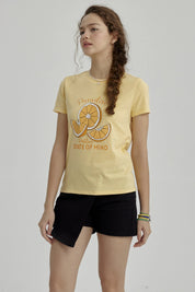 Polera Niña Básica Estampada Naranjo