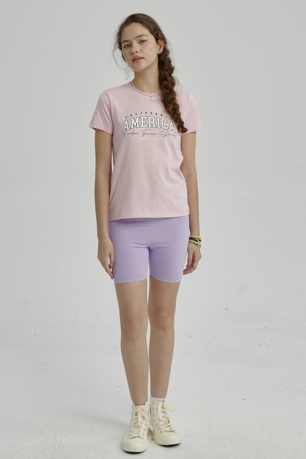 Polera Niña Básica Estampada Rosado