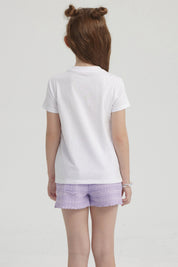 Polera Niña Básica Estampada Blanco