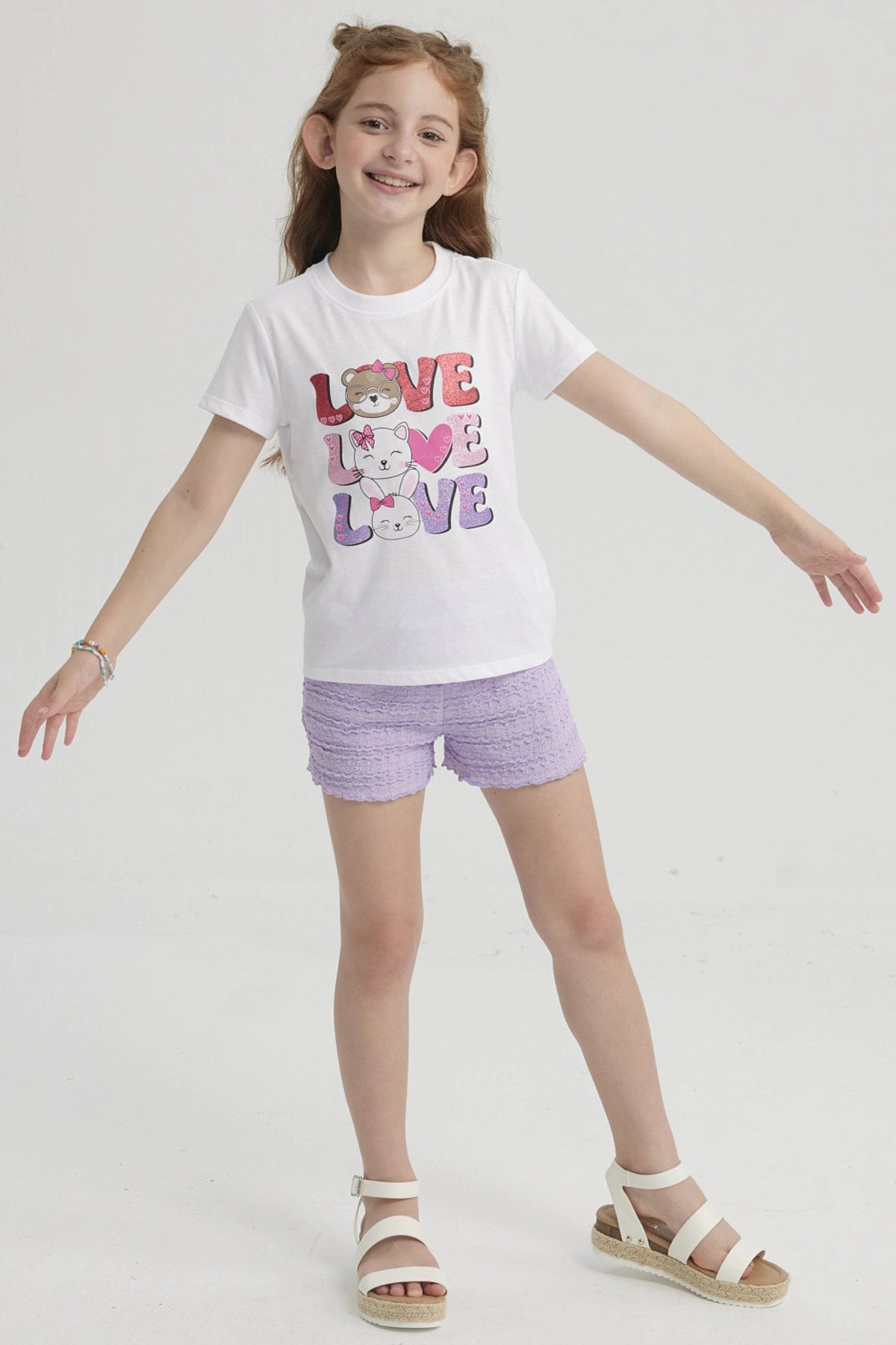 Polera Niña Básica Estampada Blanco