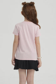 Polera Niña Básica Estampada Rosado