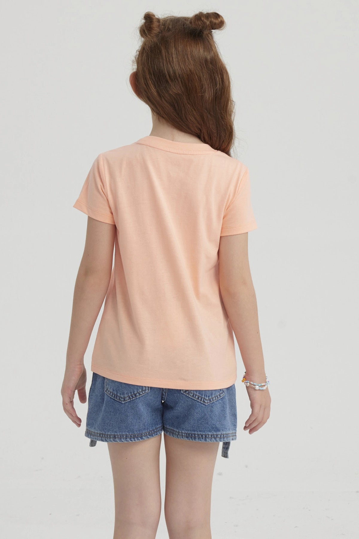 Polera Niña Básica Estampada Salmón