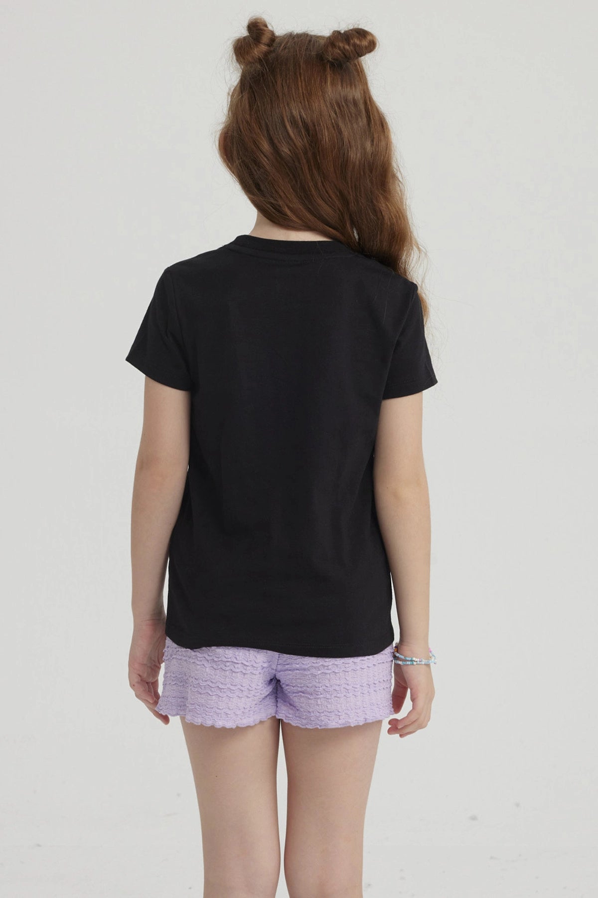 Polera Niña Básica Estampada Negro