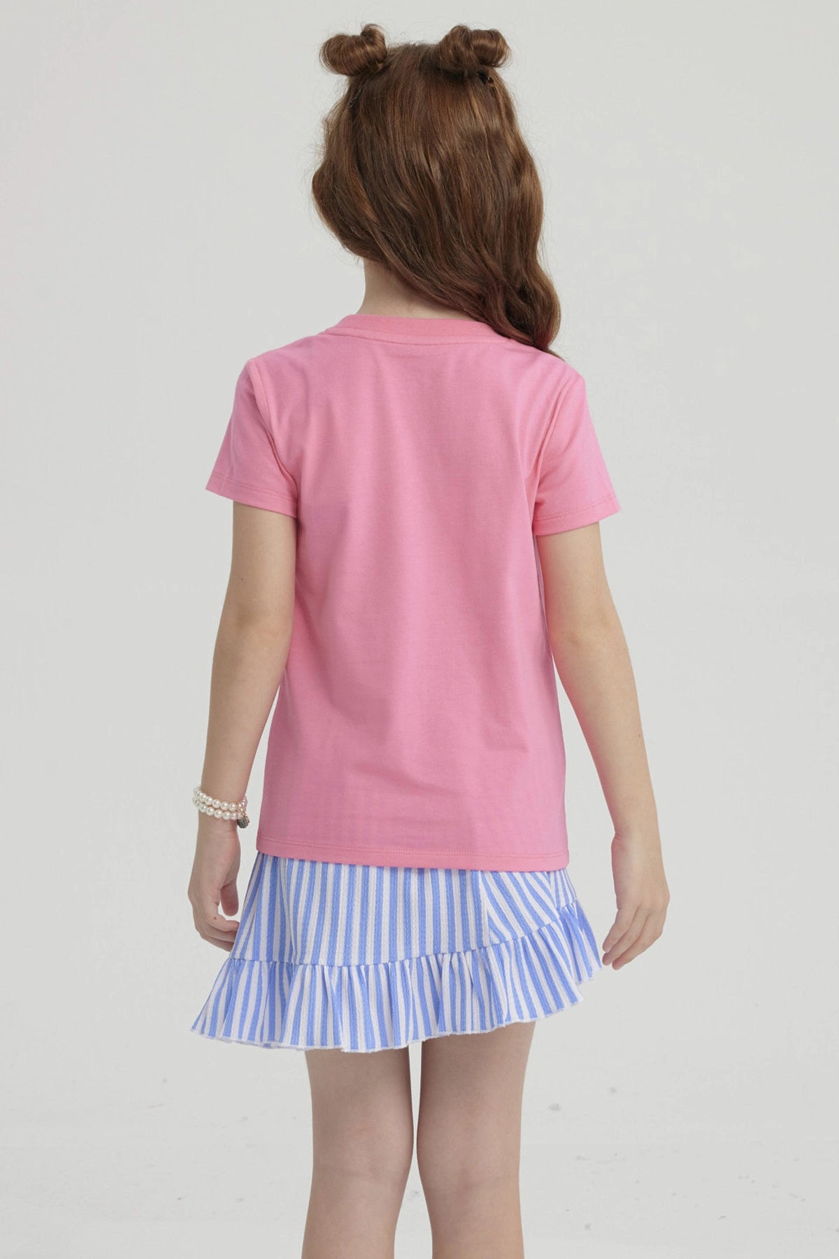 Polera Niña Básica Estampada Rosado