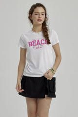 Polera Niña Básica Estampada Blanco