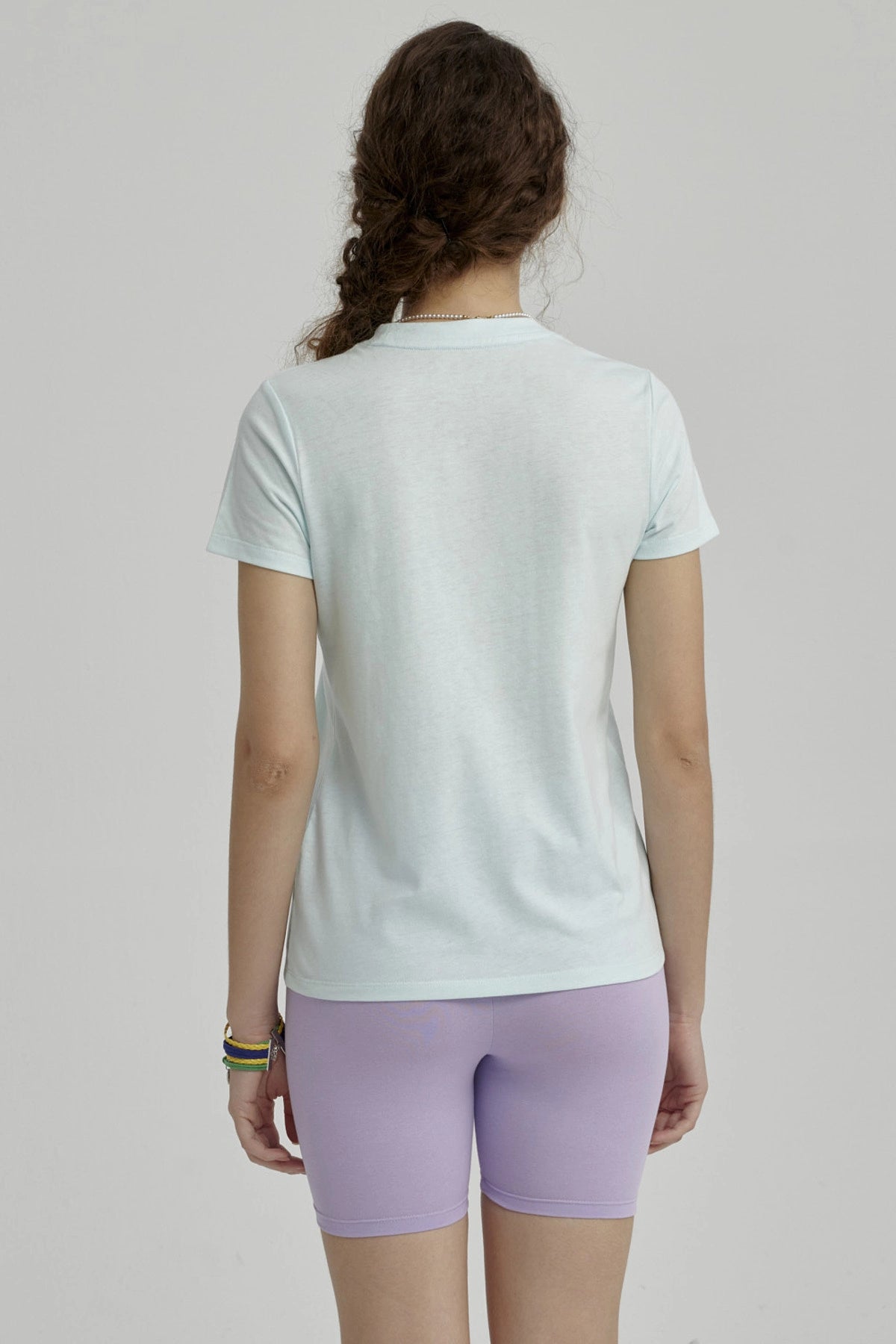 Polera Niña Básica Estampada Celeste