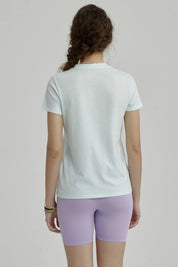 Polera Niña Básica Estampada Celeste