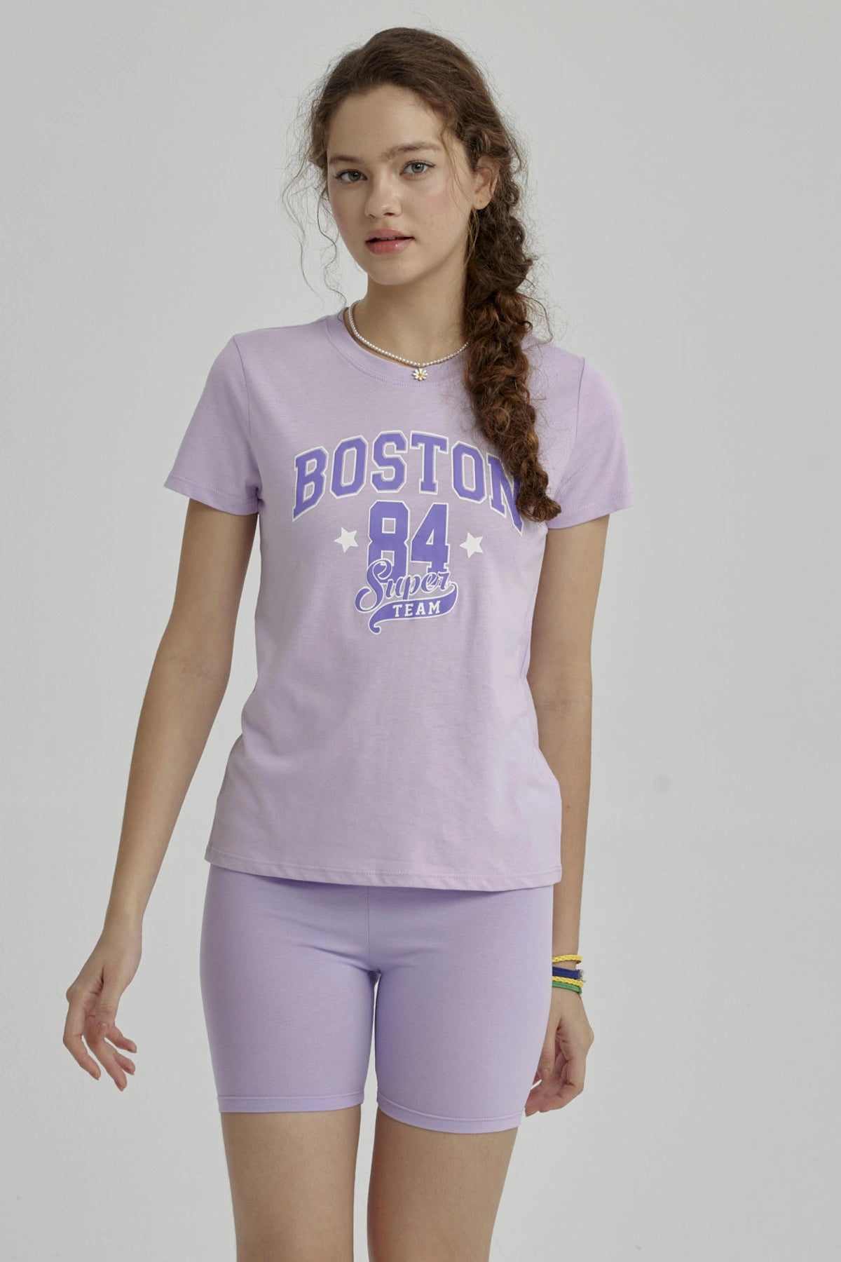 Polera Niña Básica Estampada Lila