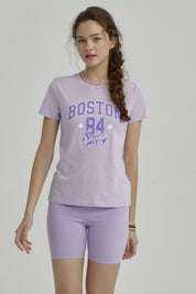 Polera Niña Básica Estampada Lila