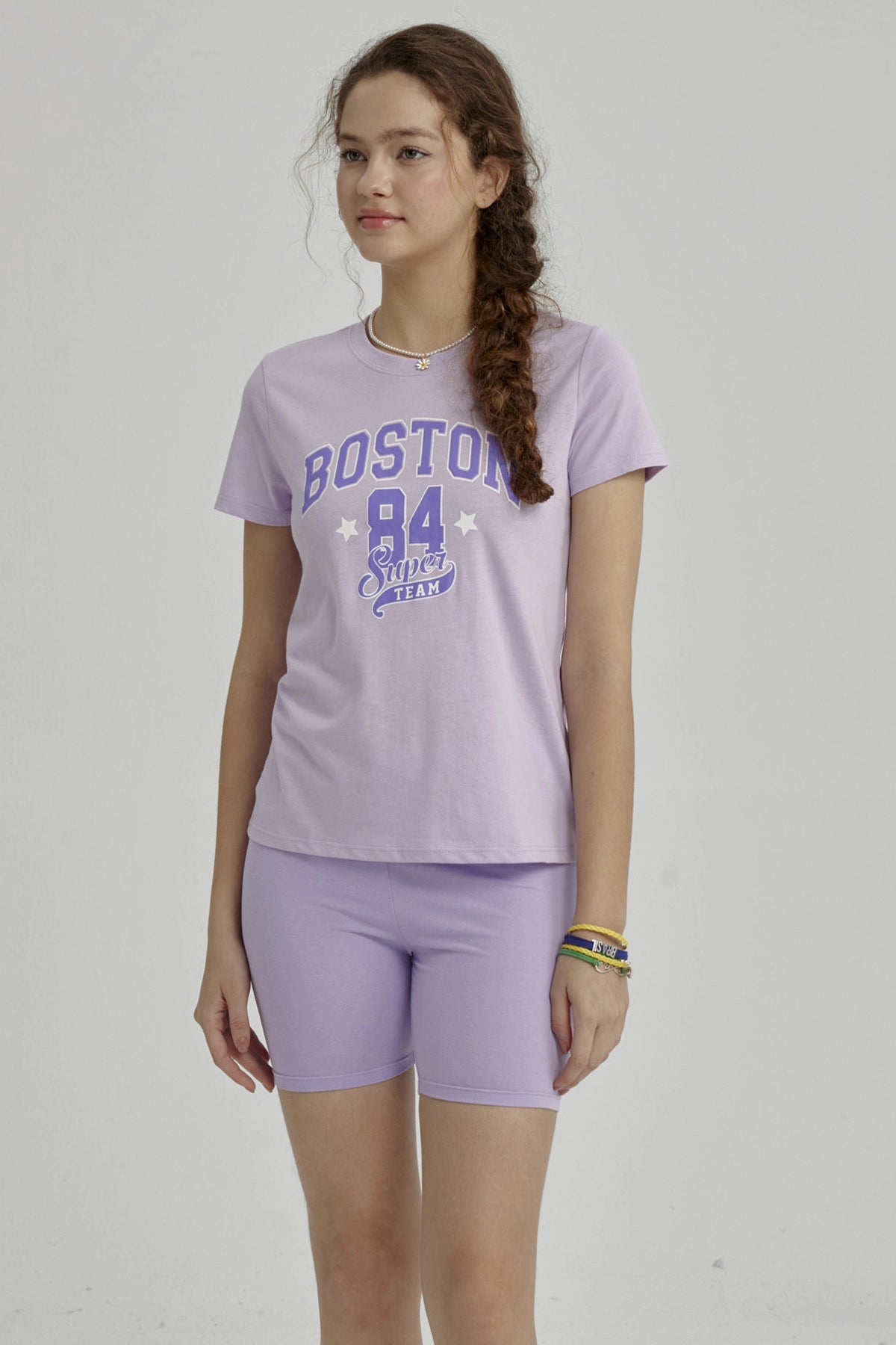 Polera Niña Básica Estampada Lila