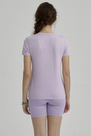 Polera Niña Básica Estampada Lila