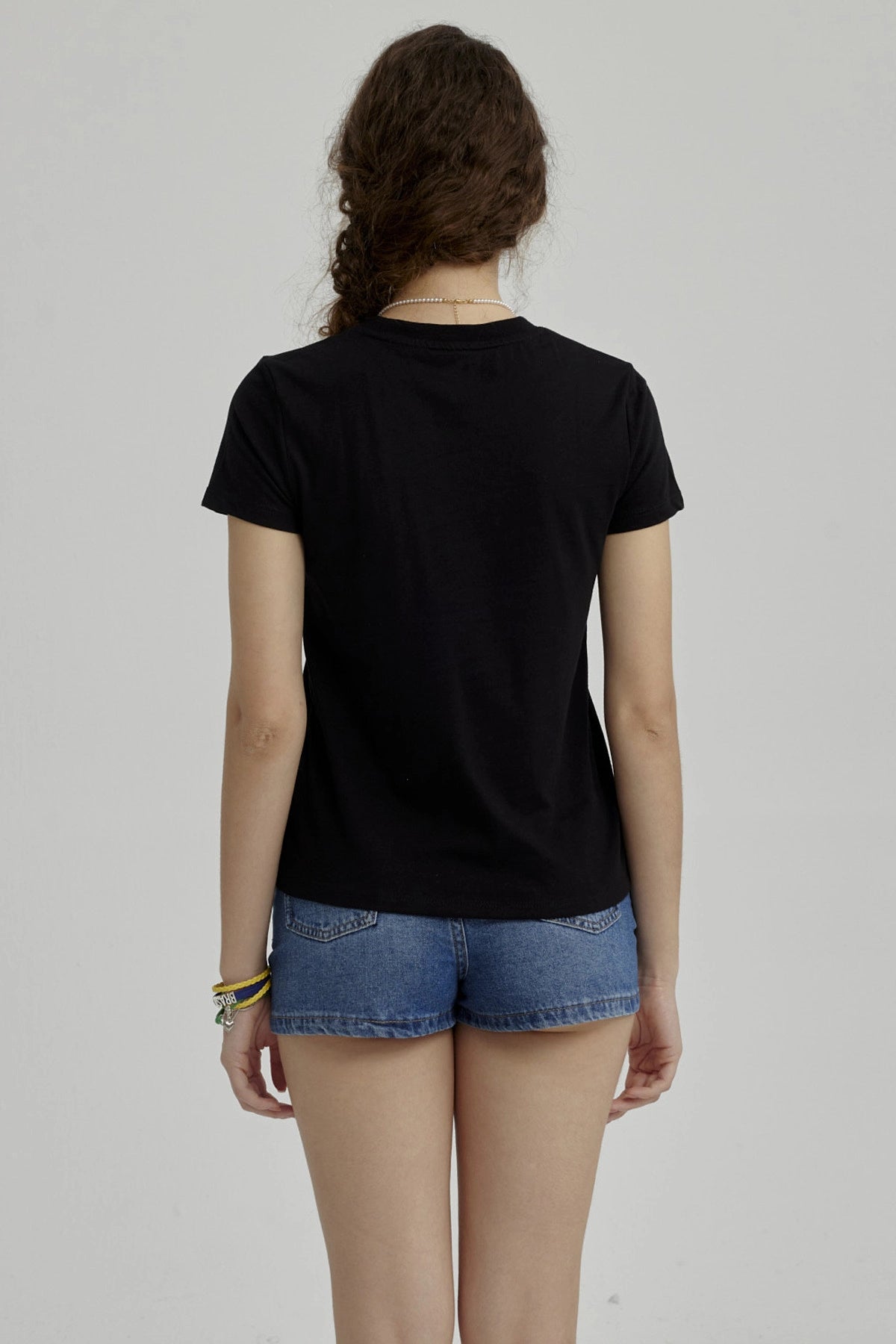 Polera Niña Básica Estampada Negro