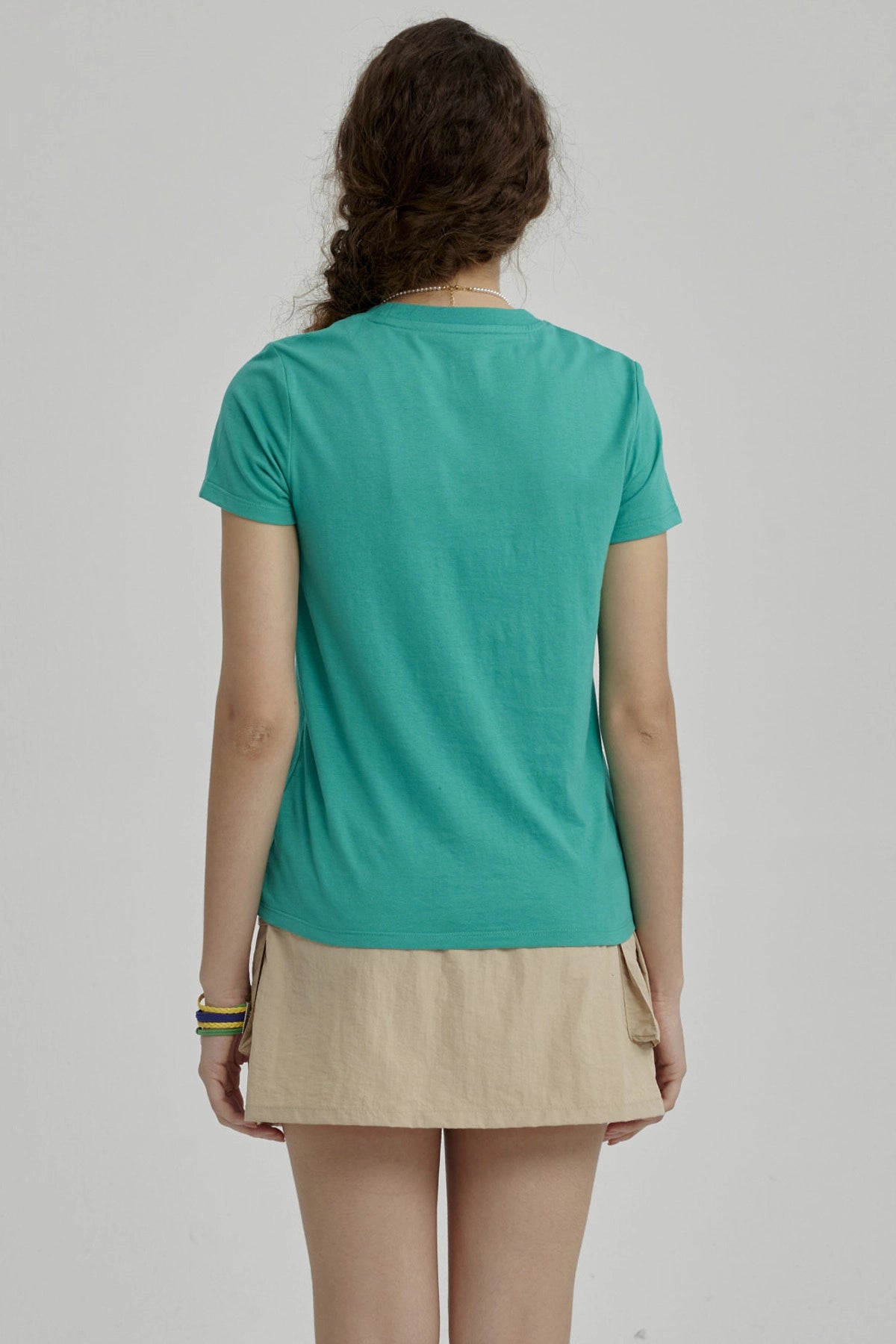 Polera Niña Básica Estampada Verde