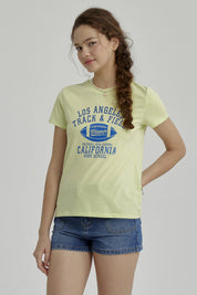 Polera Niña Básica Estampada Verde Claro