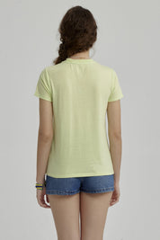 Polera Niña Básica Estampada Verde Claro