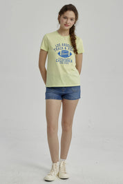 Polera Niña Básica Estampada Verde Claro