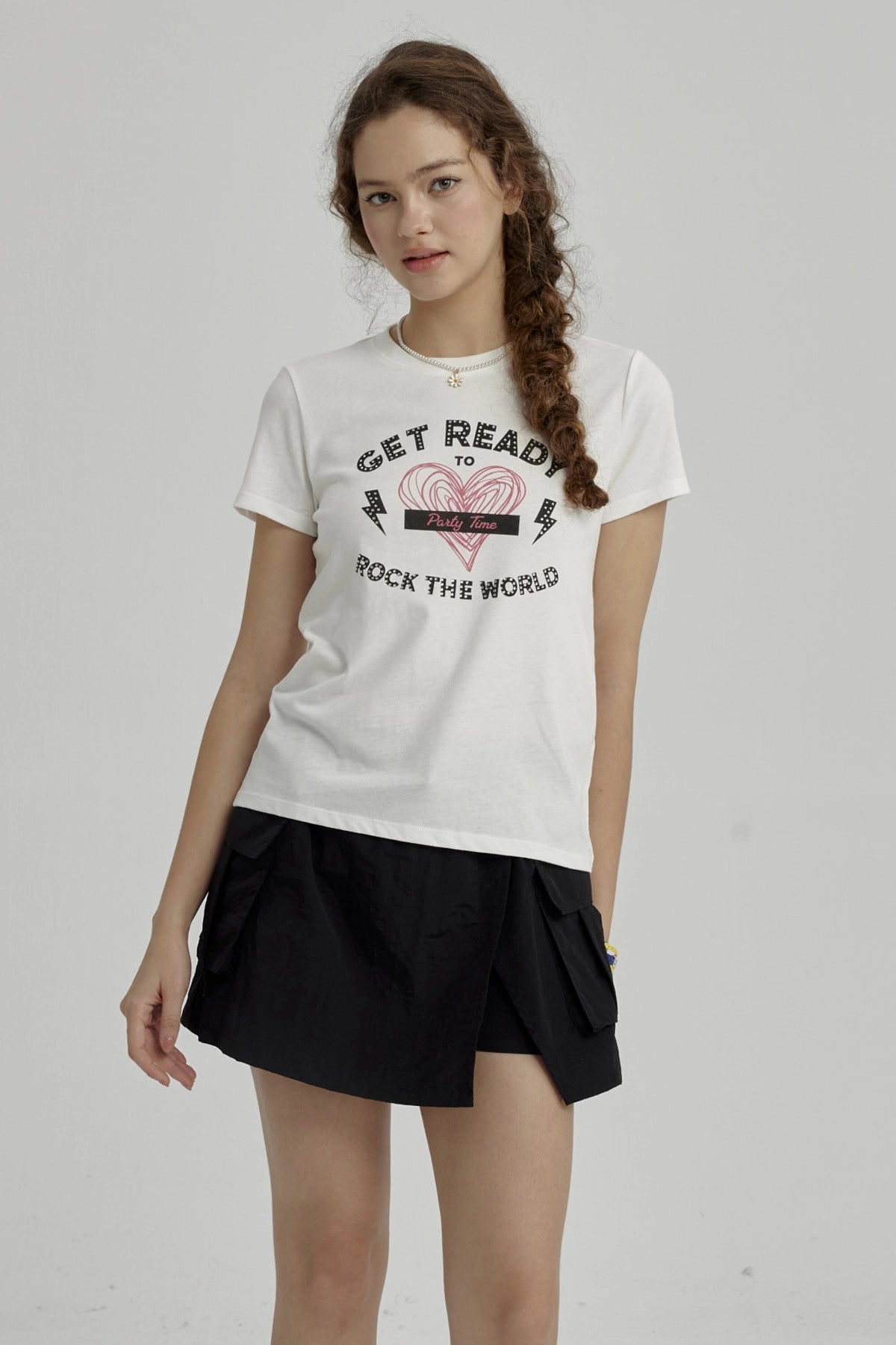 Polera Niña Básica Estampada Crudo