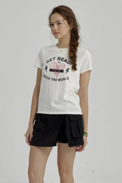 Polera Niña Básica Estampada Crudo