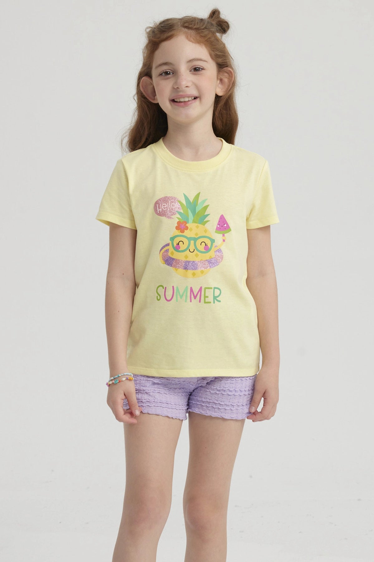 Polera Niña Básica Estampada Amarillo